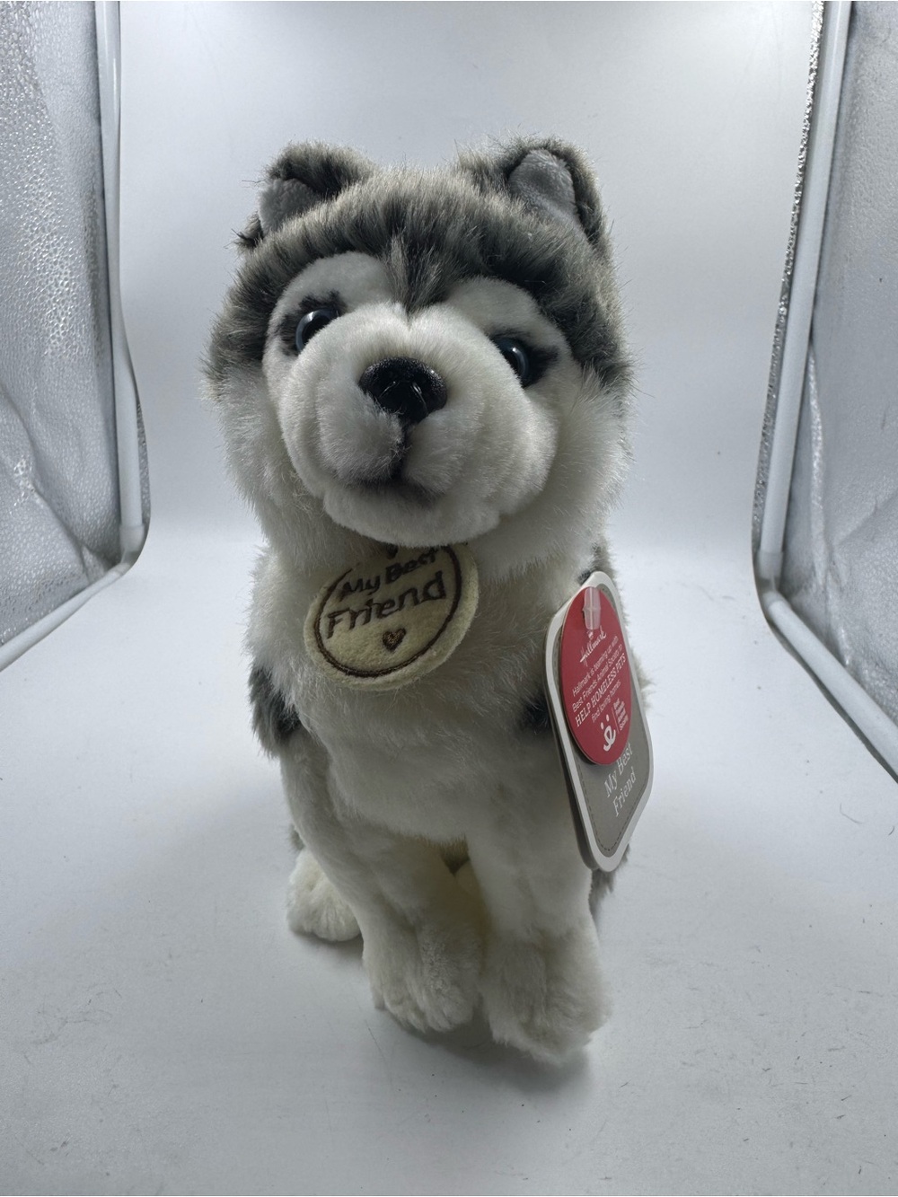 Hallmark Husky My Best Friend Gray and White Plush Dog Small 8.5” NEW